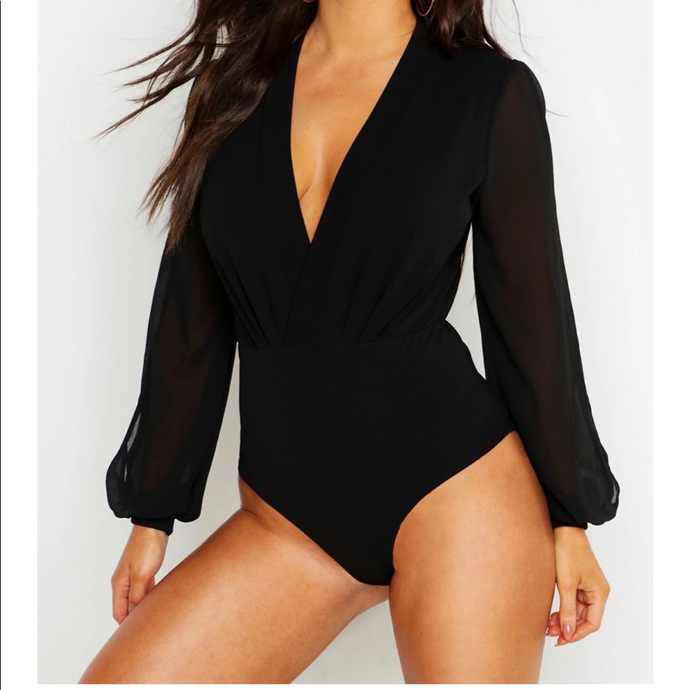 Black bodysuit deep V